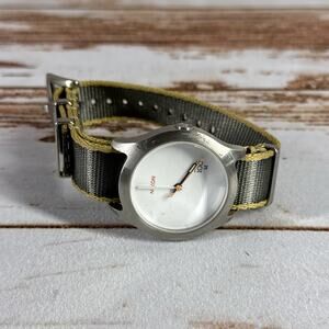 Nixon Men’s Quad A3441177 Watch – Black/White Cloth Band, Quartz, Tested